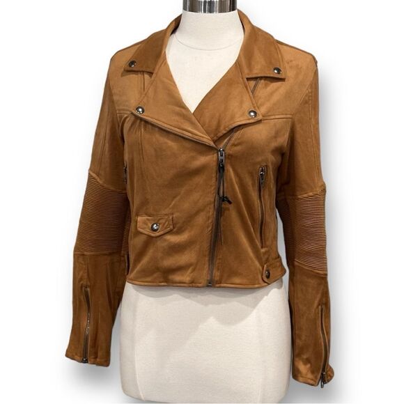 [BLANKNYC] Women’s Faux Suede Moto Jacket in the Size Medium in Toasted Caramel - Picture 7 of 16